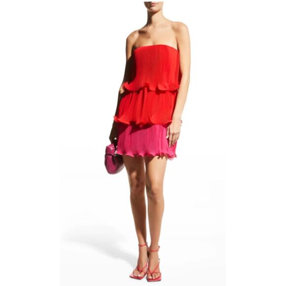 Milly Sylvie Pleated Strapless Chiffon Dress Size 4 New with Tags - Picture 1 of 6
